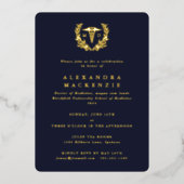 Invitation En Aluminium Dark Navy MD Caduceus + Laurel Wreath Graduation (Recto)