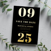 Invitation En Aluminium Date moderne Black and Gold Bold Enregistrer la da