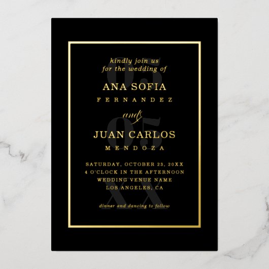 Invitation En Aluminium Date Moderne Photo & Monogramme Cadre Élégant Réel (Recto)