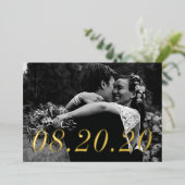 Invitation En Aluminium Date numérique juste marié Mariage (Debout devant)