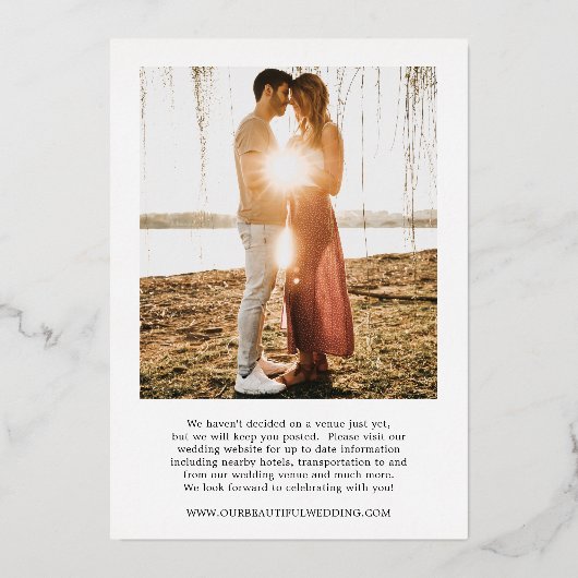 Invitation En Aluminium Date simple Bold Mariage moderne Enregistrer la da (Verso)