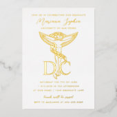 Invitation En Aluminium DC Docteur en Chiropratique Graduation Caduceus Go (Recto)