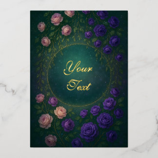 Invitation En Aluminium De belles roses violettes et roses romantiques