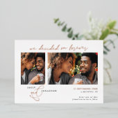 Invitation En Aluminium Décidé pour QR Rose Gold Real Foil Date d'enregist (Debout devant)