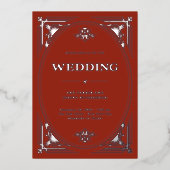 Invitation En Aluminium Déco moderne | Élégant Mariage de vacances Red (Recto)