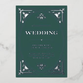 Invitation En Aluminium Déco moderne | Élégant Mariage de vacances vertes (Recto)