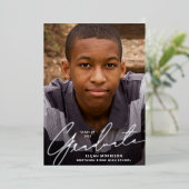 Invitation En Aluminium Décontracté Script Silver Foil 1-Photo Graduation  (Debout devant)