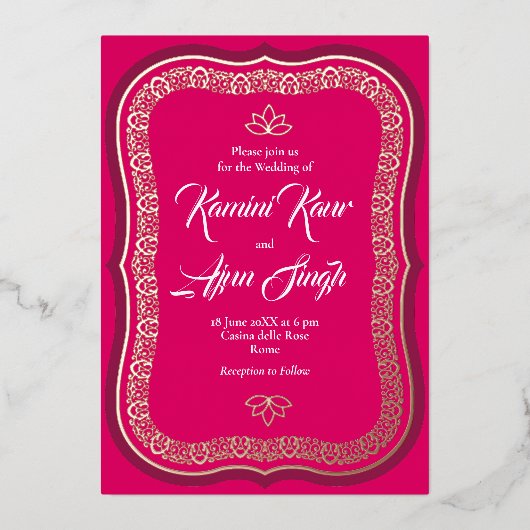Invitation En Aluminium Décor riche ethnique (Recto)
