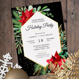 Invitation En Aluminium Décoration de Noël à l'aquarelle + Fête de vacance