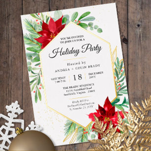 Invitation En Aluminium Décoration de Noël à l'aquarelle + Fête de vacance