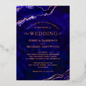 Invitation En Aluminium Deep Blue Purple Geode Rose Gold Agate moderne (Recto)