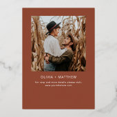Invitation En Aluminium Deep Terracotta & Gold Wedding | Minimalist Photo (Verso)