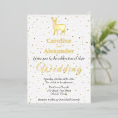 Invitation En Aluminium Deer Buck Silhouette & Glittery Gold Confetti (Debout devant)