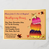 Invitation En Aluminium Dégradé citrouille et Citrouille, Or, Thanksgiving (Recto)