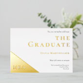 Invitation En Aluminium Degré Gold White MBA Graduation Party (Debout devant)