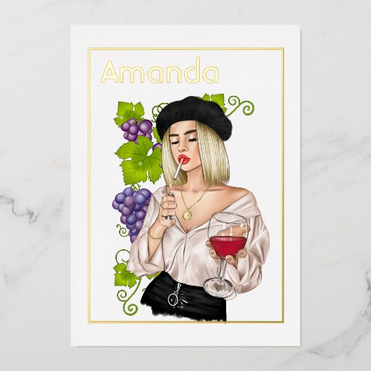 Invitation En Aluminium Dégustation Française de Vins Anniversaire (Recto)