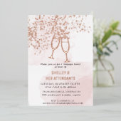 Invitation En Aluminium Déjeuner Champagne Rose Douche (Debout devant)