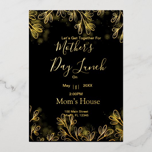 Invitation En Aluminium Déjeuner de la Fête des mères (Recto)