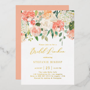Invitation En Aluminium Déjeuner de mariage aux fleurs d'aquarelle pêche e