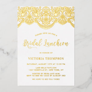 Invitation En Aluminium Déjeuner de mariage en dentelle de brocart floral