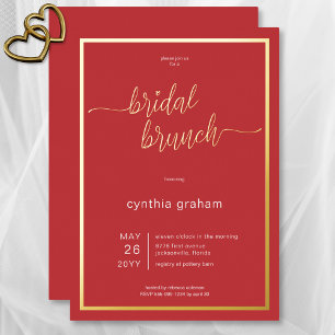 Invitation En Aluminium Déjeuner de mariage minimaliste moderne rouge cram