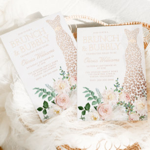 Invitation En Aluminium Déjeuner de robe et de fleurs avec bulles pour l'e
