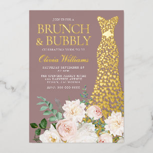 Invitation En Aluminium Déjeuner de robe et de fleurs et bridal shower pét