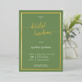 Invitation En Aluminium Déjeuner nuptial minimal moderne Sage Green (Debout devant)