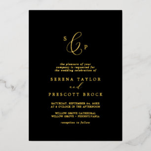 Invitation En Aluminium Délicat feuillet d'or Mariage de monogramme form