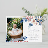 Invitation En Aluminium Delicate Blue & Red Shades Floral Botanical Posies (Debout devant)
