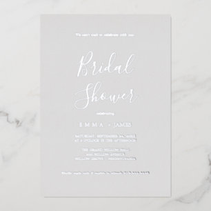 Invitation En Aluminium Délicate gris argenté pour douche de mariée