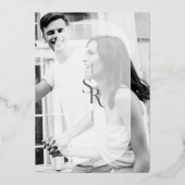 Invitation En Aluminium Delicate Vellum Transparency Elegant Black & White (Verso)