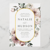 Invitation En Aluminium Delicate Winter Floral Frame Wedding (Recto)