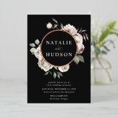 Invitation En Aluminium Delicate Winter Floral Frame Wedding (Debout devant)