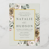 Invitation En Aluminium Delicate Winter Floral Frame Wedding (Recto)