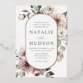 Invitation En Aluminium Delicate Winter Floral Frame Wedding (Recto)