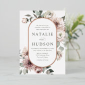 Invitation En Aluminium Delicate Winter Floral Frame Wedding (Debout devant)