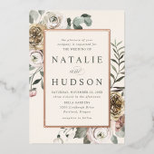 Invitation En Aluminium Delicate Winter Floral Frame Wedding (Recto)