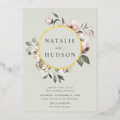 Invitation En Aluminium Delicate Winter Floral Frame Wedding (Recto)
