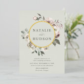 Invitation En Aluminium Delicate Winter Floral Frame Wedding (Debout devant)