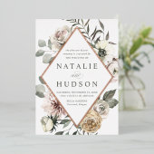 Invitation En Aluminium Delicate Winter Floral Frame Wedding (Debout devant)