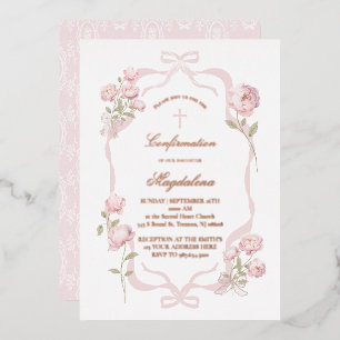 Invitation En Aluminium demoiselle de confirmation aux pivoines roses