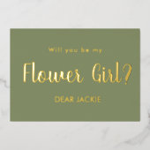 Invitation En Aluminium Demoiselle d'honneur Fille Fleur Proposition Vert (Recto)
