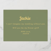 Invitation En Aluminium Demoiselle d'honneur Fille Fleur Proposition Vert (Verso)