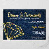 Invitation En Aluminium Denim and Diamonds Elegant Blue Geometric (Recto)