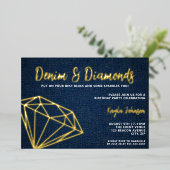 Invitation En Aluminium Denim and Diamonds Elegant Blue Geometric (Debout devant)