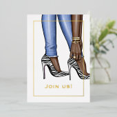 Invitation En Aluminium Denim et Gold Bachelorette Party (Debout devant)