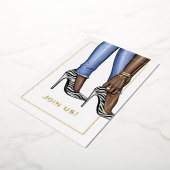 Invitation En Aluminium Denim et Gold Bachelorette Party (Rotation)