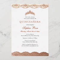 Dentelle d'or rose Tiara Quinceanera Foil
