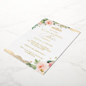 Invitation En Aluminium Dentelle florale Blush Gold Quinceanera (Rotation)